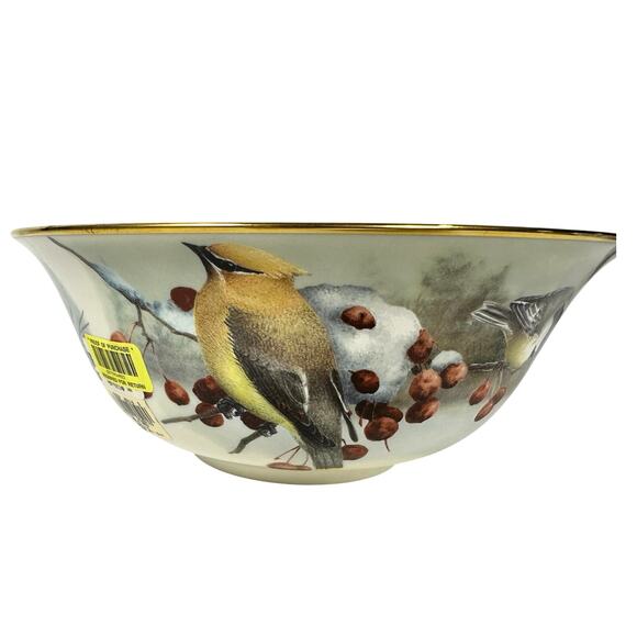 Lenox Winter Greetings McClung 9" Scenic Serving Bowl Gold Rim Cardinal Bird-New - Picture 3 of 8